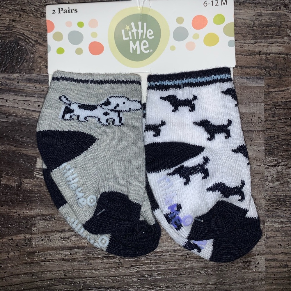 Little Me 6-12 month socks w/ dogs ⭐️Bundle me!⭐️